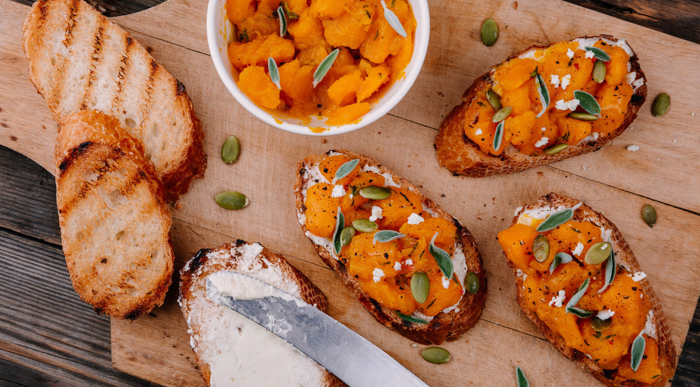 Gin-spired Bites: Sweet Potato and Goat's Cheese Bruschetta