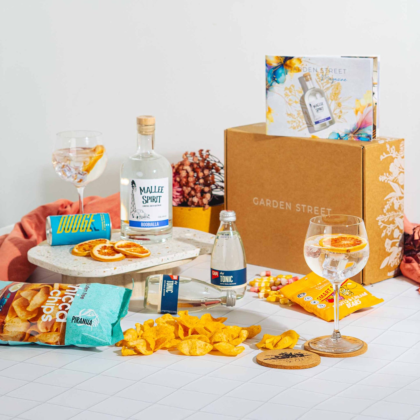 Mystery Gift Box + Stemmed European Crystal G&T Glasses